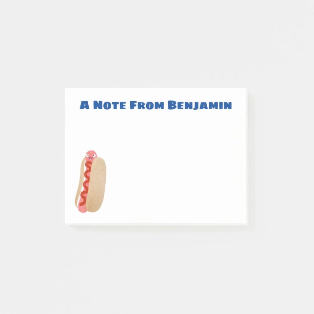 Cute funny hot dog Weiner cartoon Post-it Notes (Front)