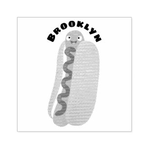 Cute funny hot dog Weiner cartoon Rubber Stamp