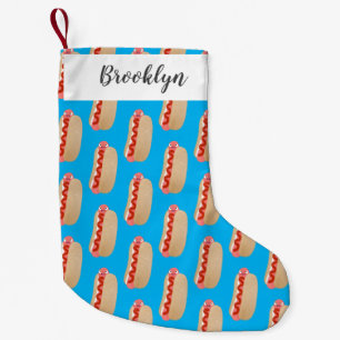 Cute funny hot dog Weiner cartoon Small Christmas Stocking