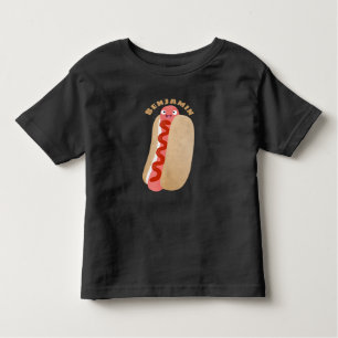 Cute funny hot dog Weiner cartoon  Toddler T-Shirt