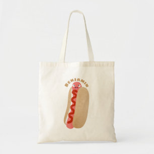 Cute funny hot dog Weiner cartoon Tote Bag