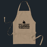 Cute Funny Hot Stuff Coming Through Fire BBQ Grill Standard Apron<br><div class="desc">This is a Cute Funny Men's Apron Gift Idea: Hot Stuff Coming Through. Design features a modern typography font and fire silhouette accent. Great as a Father's Day Gift to the Husband from the Wife or for your Dad or Father on their Birthday.</div>