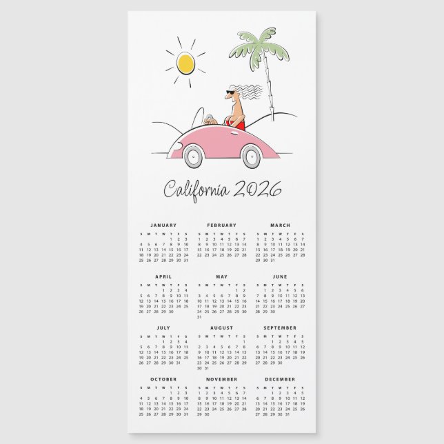 Cute Funny Humorous California 2026 Calendar  (Front)