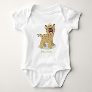 Cute funny hyena laughing cartoon illustration baby bodysuit