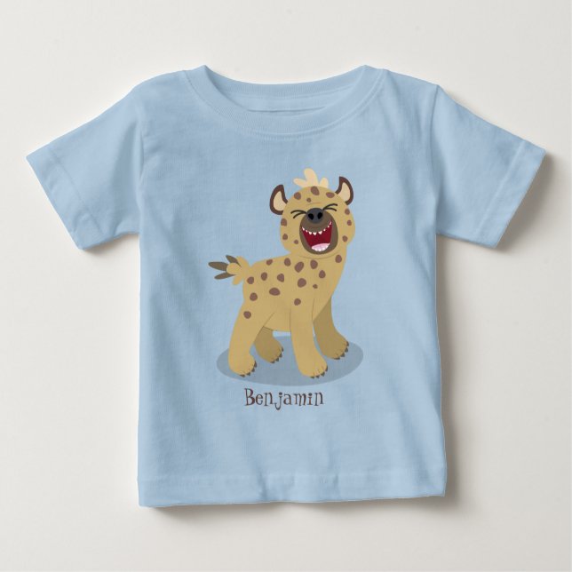 Cute funny hyena laughing cartoon illustration baby T-Shirt (Front)