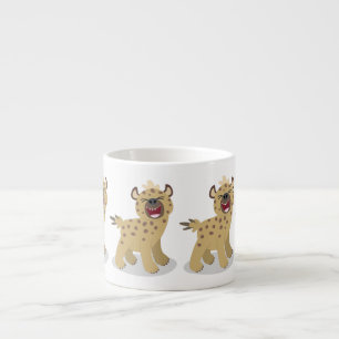 Cute funny hyena laughing cartoon illustration espresso cup