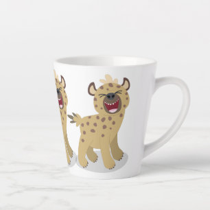 Cute funny hyena laughing cartoon illustration latte mug