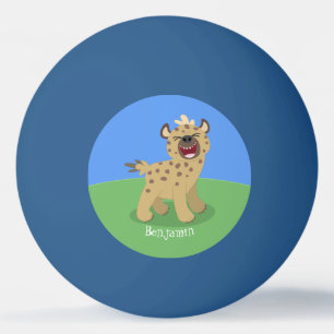 Cute funny hyena laughing cartoon illustration ping pong ball