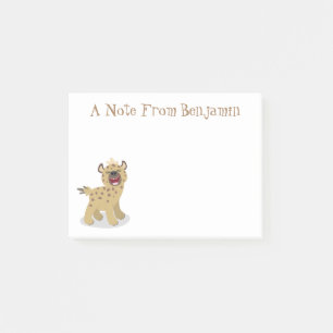 Cute funny hyena laughing cartoon illustration post-it notes