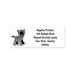 Cute funny hyena laughing cartoon illustration  rubber stamp