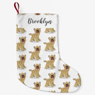 Cute funny hyena laughing cartoon illustration small christmas stocking