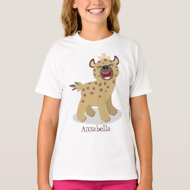 Cute funny hyena laughing cartoon illustration T-Shirt (Front)