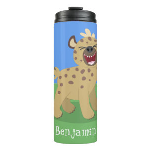 Cute funny hyena laughing cartoon illustration thermal tumbler