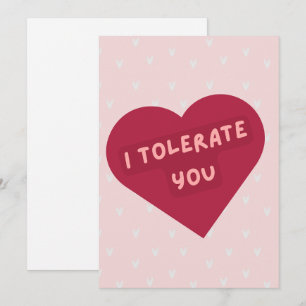 Cute, funny 'I Tolerate You' Valentine's Day card