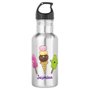 Cute funny ice cream popsicle cartoon trio 532 ml water bottle