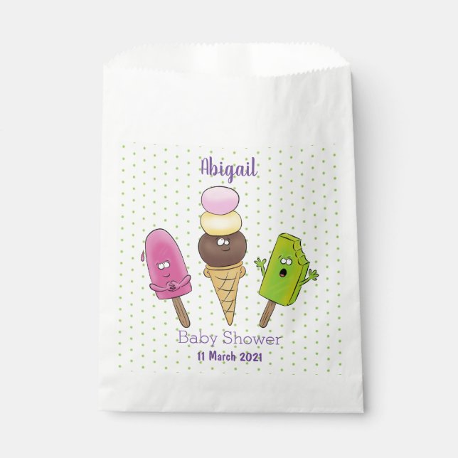 Cute funny ice cream popsicle cartoon trio favour bag (Front)