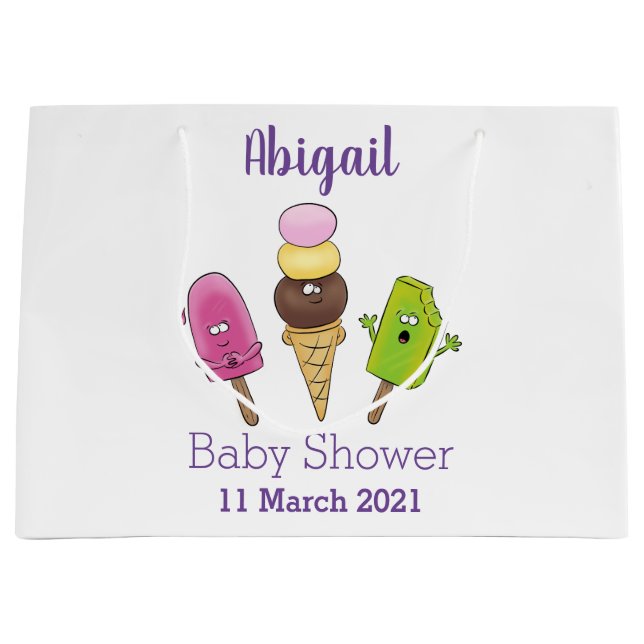 Cute funny ice cream popsicle cartoon trio large gift bag (Front)
