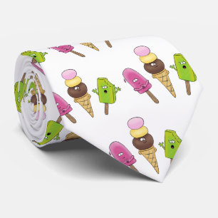 Cute funny ice cream popsicle cartoon trio tie