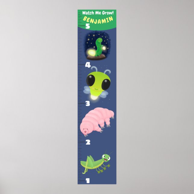 Cute funny insects cartoon growth chart (Front)