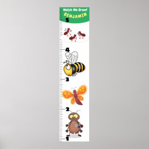Cute funny insects cartoon growth chart
