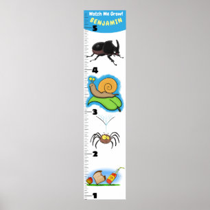 Cute funny insects cartoon growth chart
