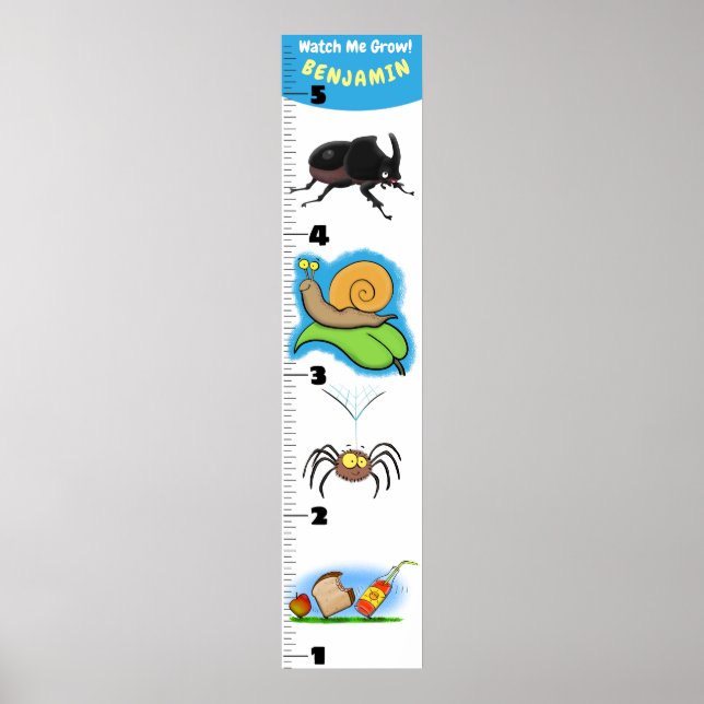 Cute funny insects cartoon growth chart (Front)