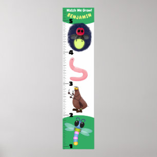 Cute funny insects cartoon growth chart