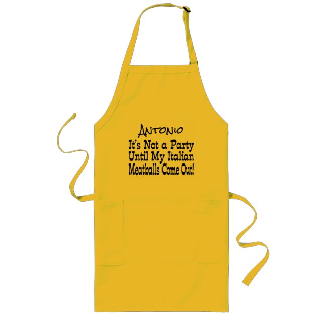Cute Funny Italian Meatball Party Long Apron (Front)