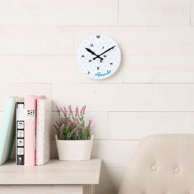 Cute Funny Jumbled Hours Boys Name Nursery Room Round Clock (Reading Room)