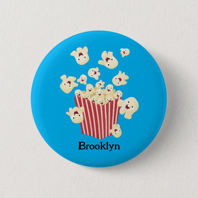 Cute funny jumping popcorn cartoon 6 cm round badge (Front)