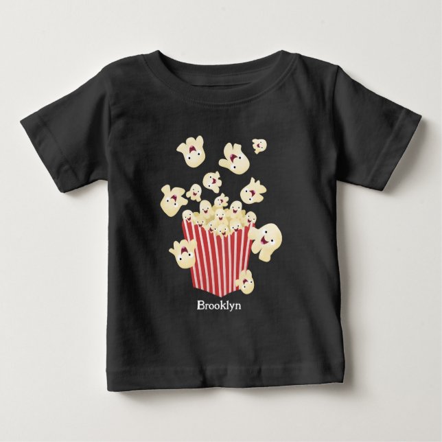Cute funny jumping popcorn cartoon baby T-Shirt (Front)