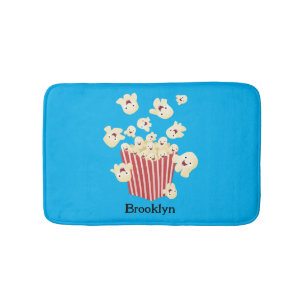 Cute funny jumping popcorn cartoon bath mat