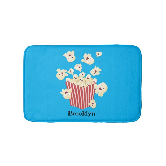 Cute funny jumping popcorn cartoon bath mat (Front)