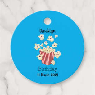 Cute funny jumping popcorn cartoon favour tags