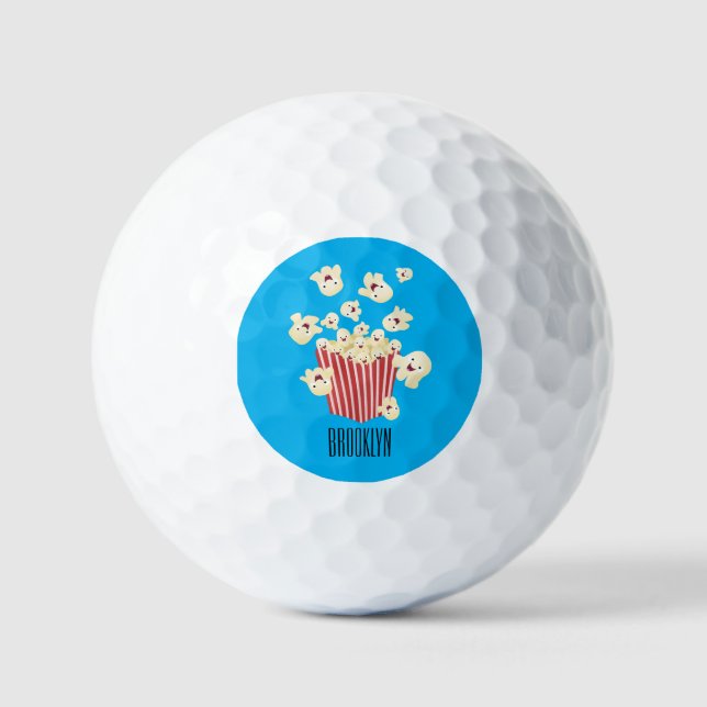 Cute funny jumping popcorn cartoon golf balls (Front)