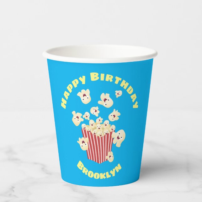 Cute funny jumping popcorn cartoon paper cups (Front)