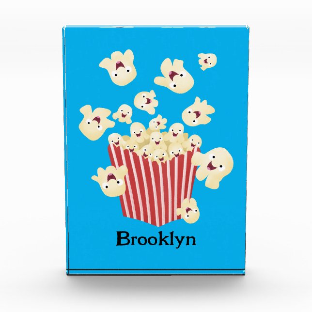 Cute funny jumping popcorn cartoon photo block (Front)