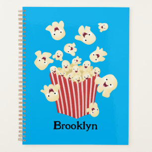 Cute funny jumping popcorn cartoon planner