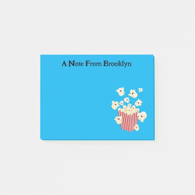 Cute funny jumping popcorn cartoon post-it notes (Front)