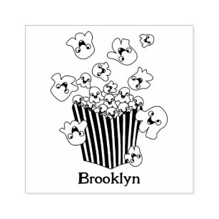 Cute funny jumping popcorn cartoon rubber stamp