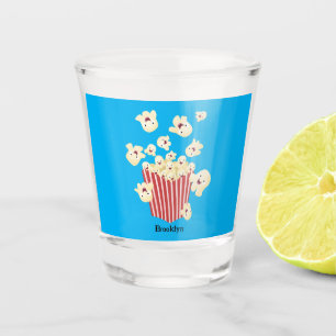Cute funny jumping popcorn cartoon shot glass