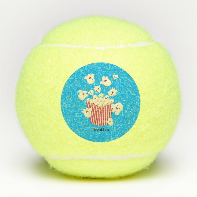 Cute funny jumping popcorn cartoon tennis balls (Front)