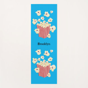 Cute funny jumping popcorn cartoon yoga mat