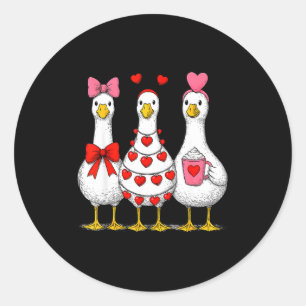 Cute Funny Just A Love Goose Duck Lovers Valentine Classic Round Sticker