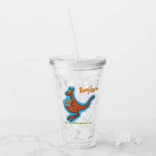 Cute funny kangaroo and koalas cartoon acrylic tumbler