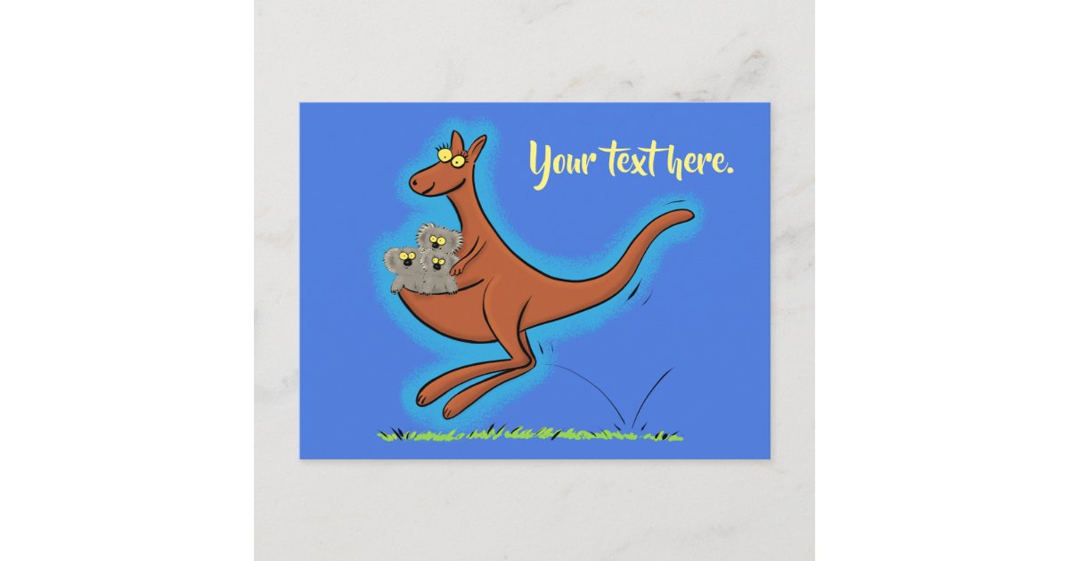 Cute funny kangaroo and koalas cartoon card | Zazzle