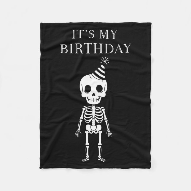 Cute Funny Kawaii Skeleton Birthday Skull Happy Wo Fleece Blanket (Front)