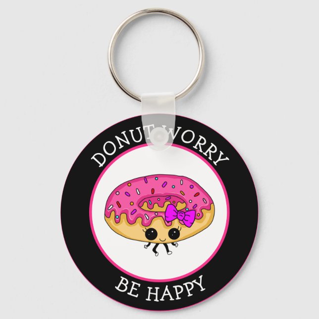 Cute Funny Kawaii Style Doughnut Puns  Key Ring (Front)