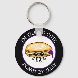 Cute Funny Kawaii Style Jelly Doughnut Puns Keycha Key Ring