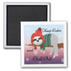 Cute Funny Keep Calm Sloth in Winter Hat & Scarf